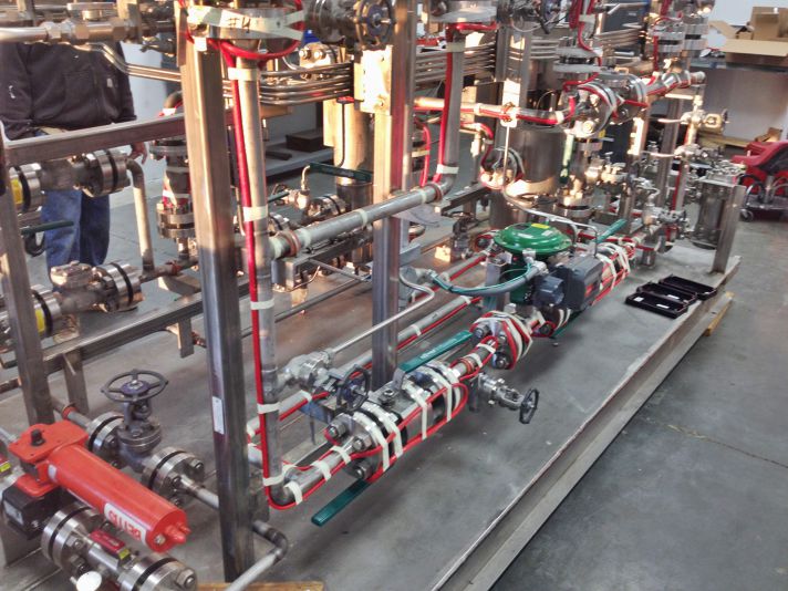 Stellar heat tracing installed on process piping at a plant site for flow assurance — documented project 1