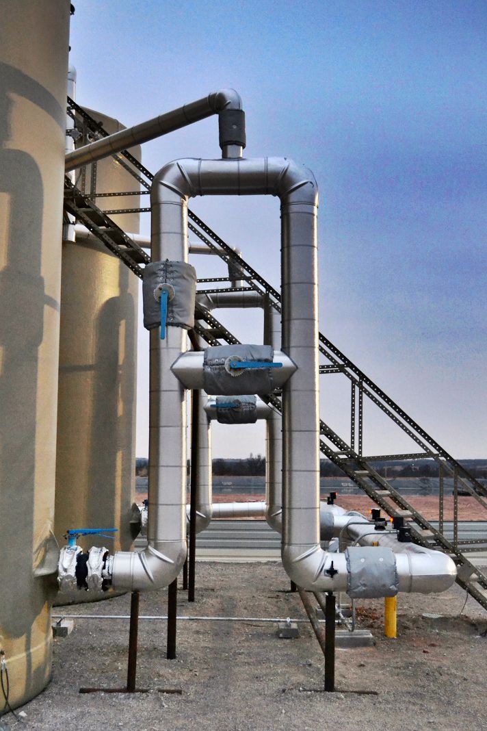 Stellar heat tracing installed on process piping at a plant site for flow assurance — documented project 4