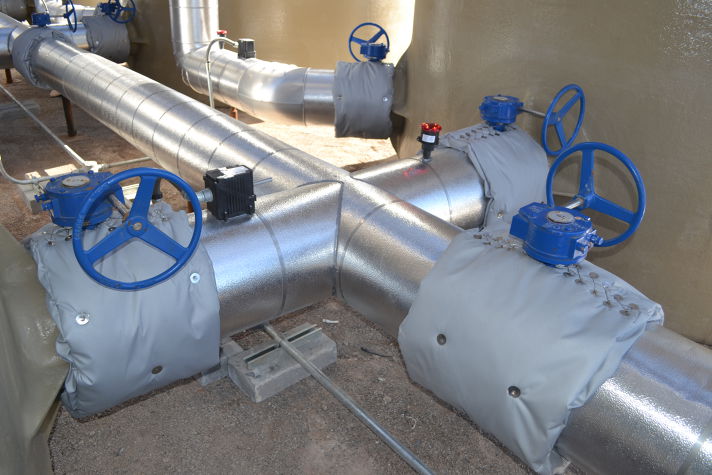 Stellar heat tracing installed on process piping at a plant site for flow assurance — documented project 5