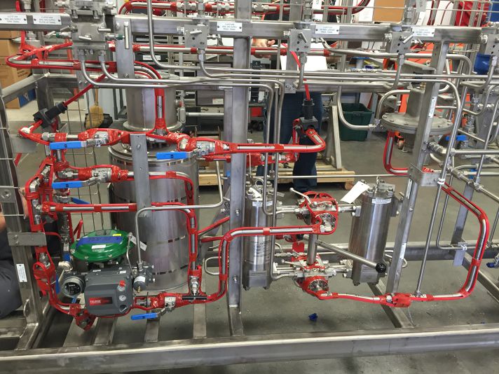 Stellar heat tracing installed on process piping at a plant site for flow assurance — documented project 6