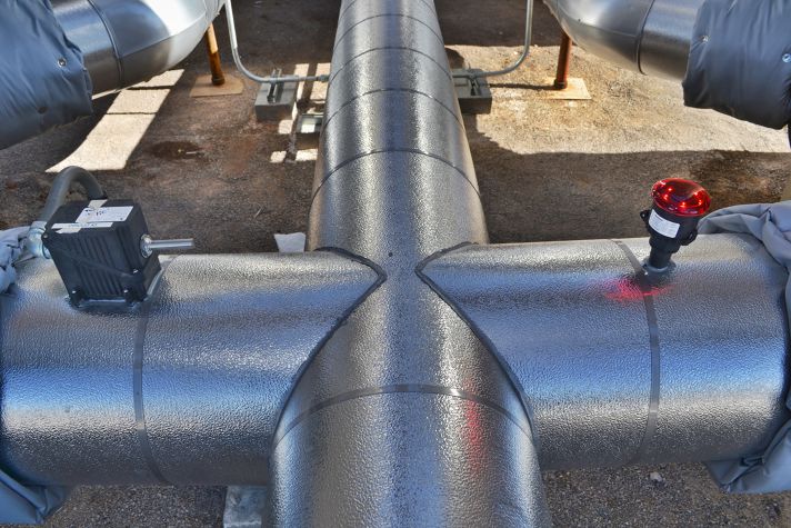 Stellar heat tracing installed on process piping at a plant site for freeze protection — documented project 1