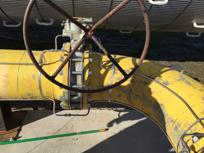 Stellar heat tracing installed on process piping at a plant site for steam tracing — documented project 5