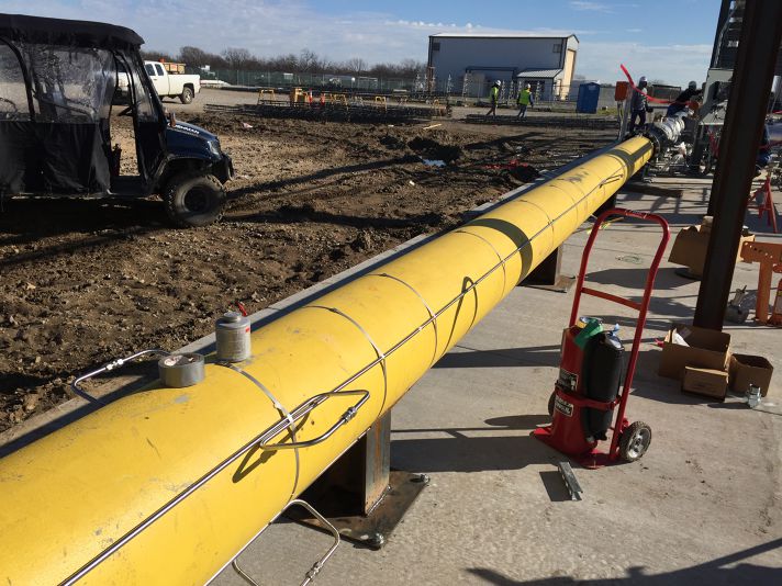 Stellar heat tracing installed on process piping at a plant site for steam tracing — documented project 6