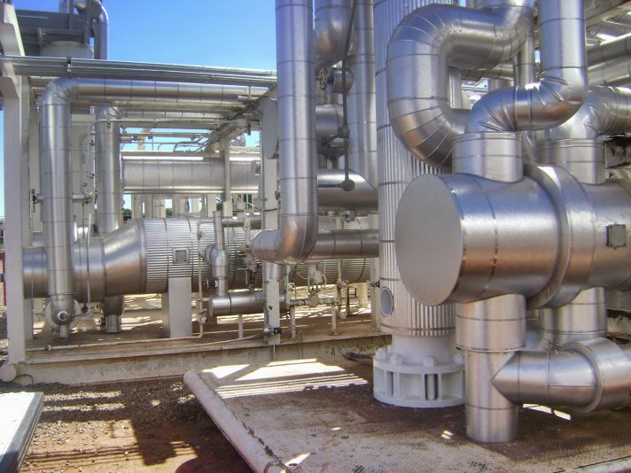Stellar insulation installed on process equipment at a plant site for condensation control — documented project 8